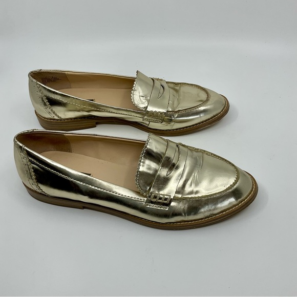 Shoemint Shoes - Shoemint Mona Gold Metallic Leather Loafers